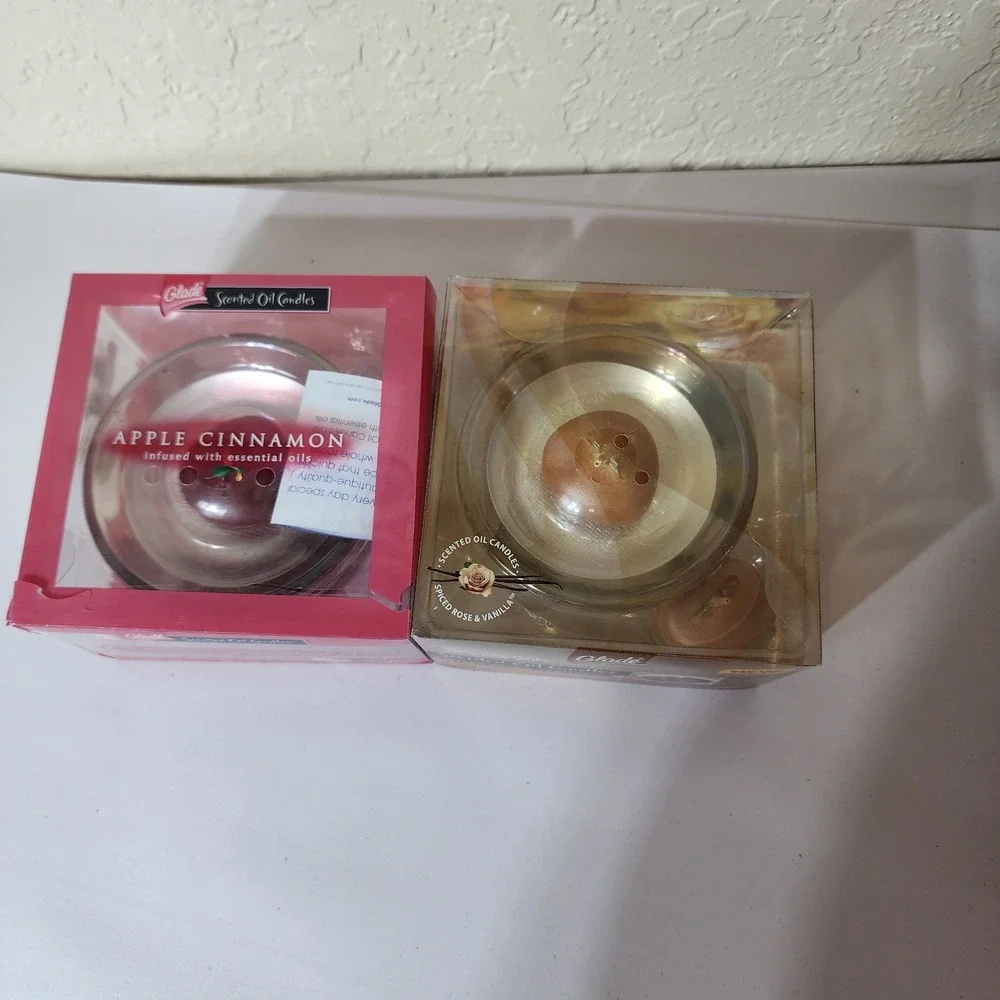 Glade‎ Scented Oil Candles Apple Cinnamon Spiced Rose Vanilla 2 Sets